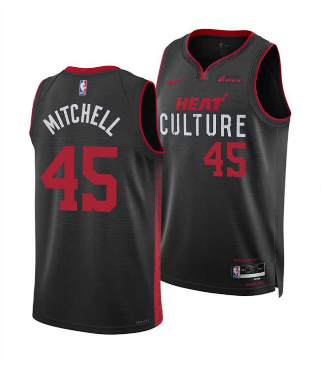 Mens Miami Heat #45 Davion Mitchell Black 2025 City Edition Stitched Jersey Dzhi->miami heat->NBA Jersey